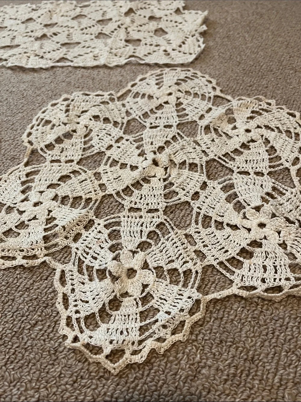 Handmade Crochet Doily Set - Cream Lace Table Covers